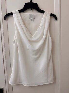 Greylin White Sleeveless Cowl Neck Top